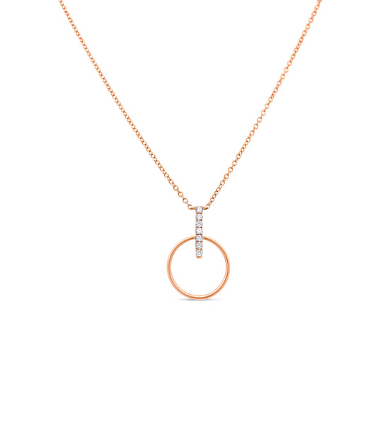 OLIVE & CHAIN Diamond Door Knocker Necklace - Rose Gold
