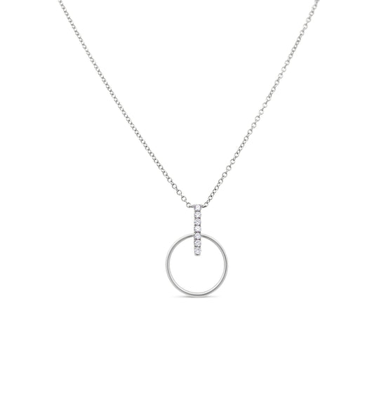 OLIVE & CHAIN Diamond Door Knocker Necklace - White Gold