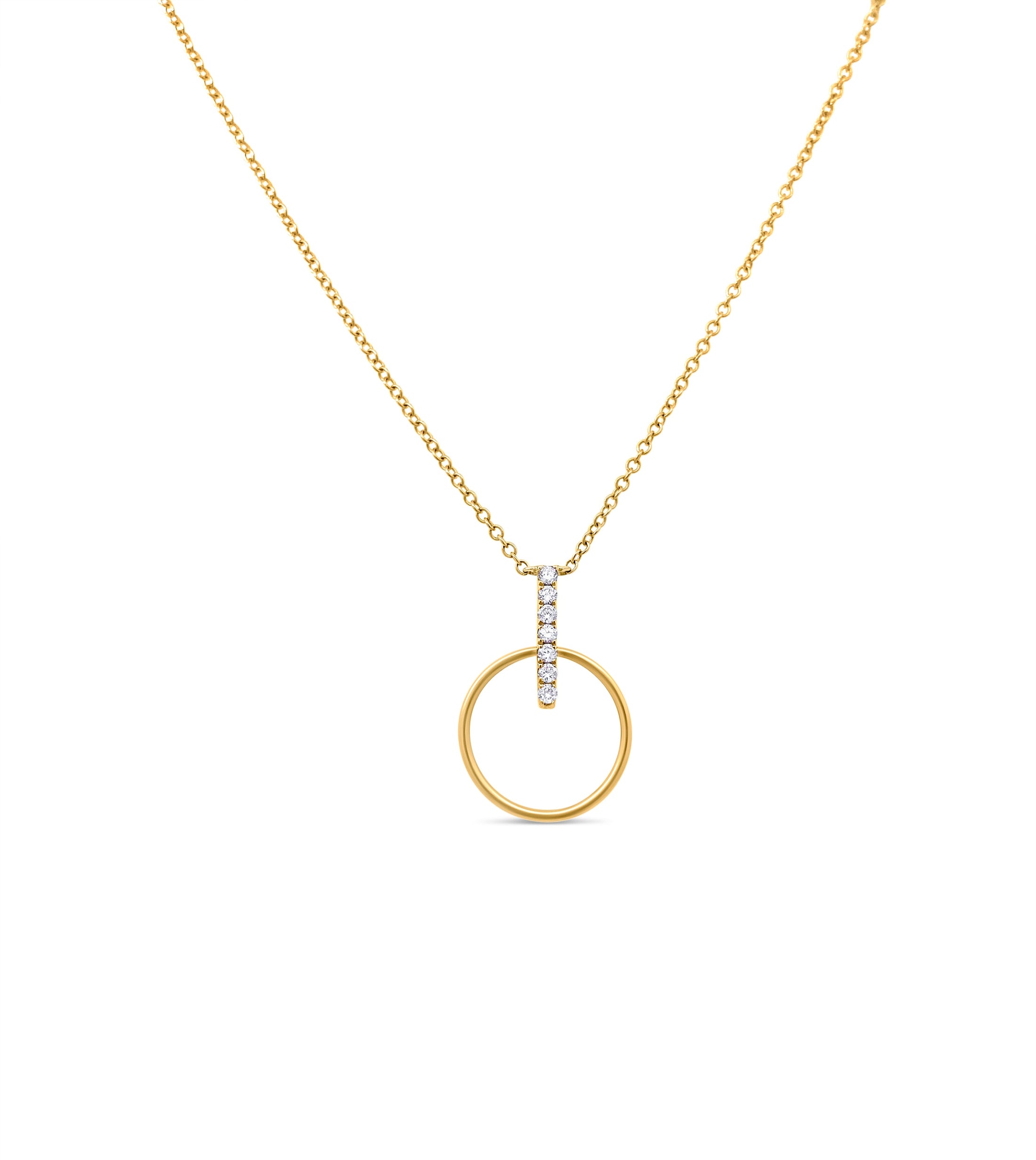 OLIVE & CHAIN Diamond Door Knocker Necklace - Yellow Gold
