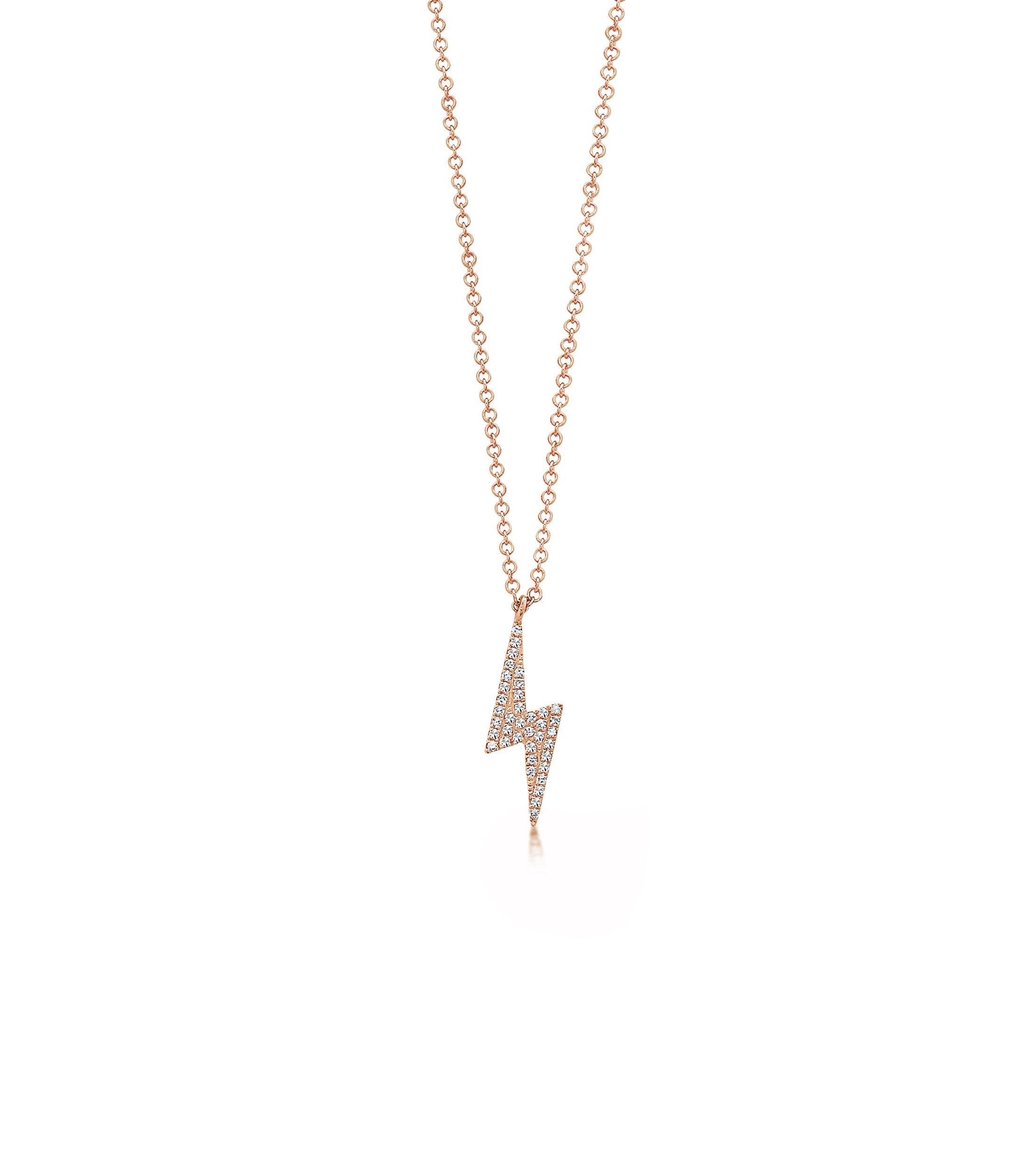 OLIVE & CHAIN Diamond Lightning Bolt Necklace - Rose Gold