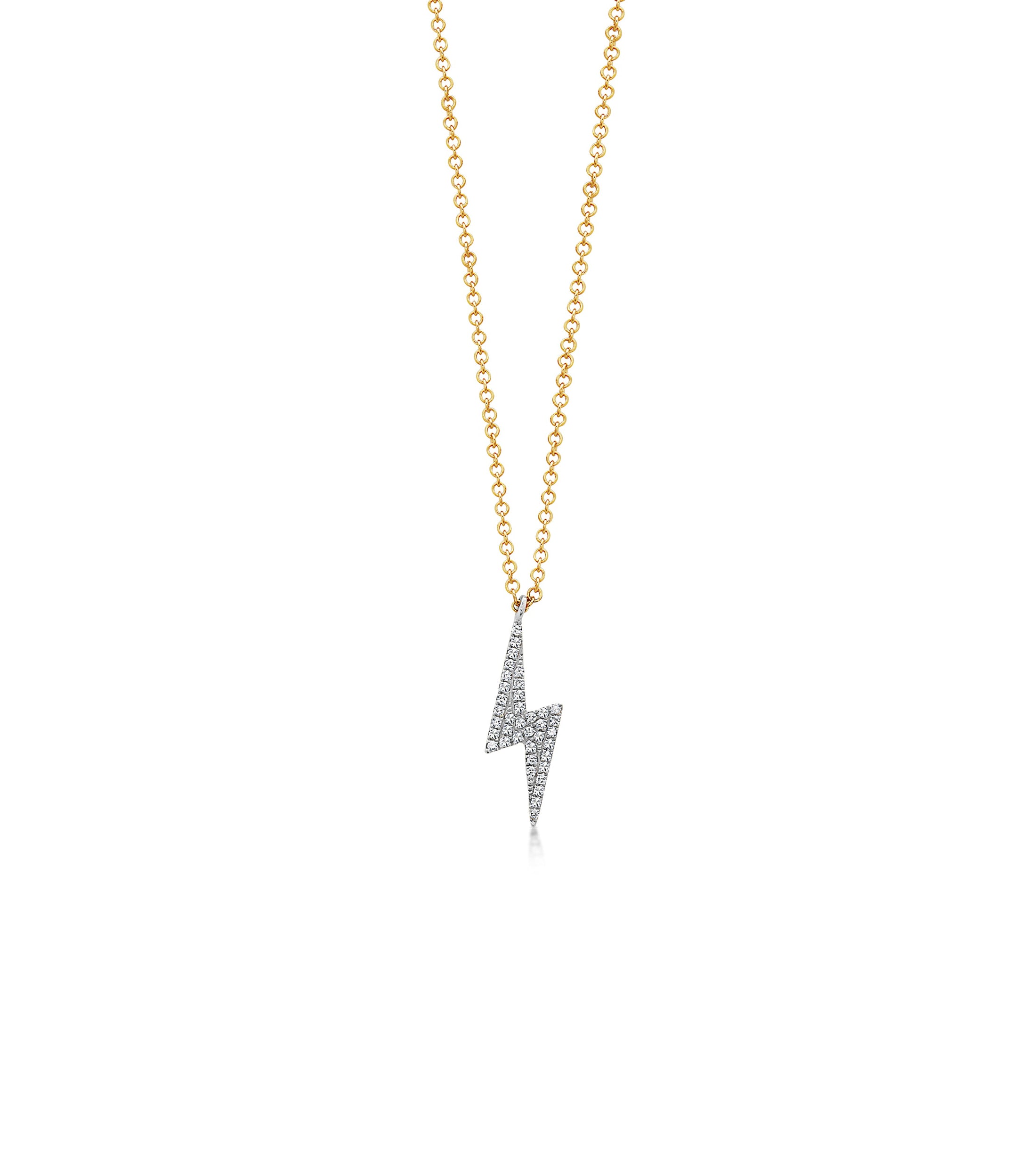 OLIVE & CHAIN Diamond Lightning Bolt Necklace - Two-Tone Gold