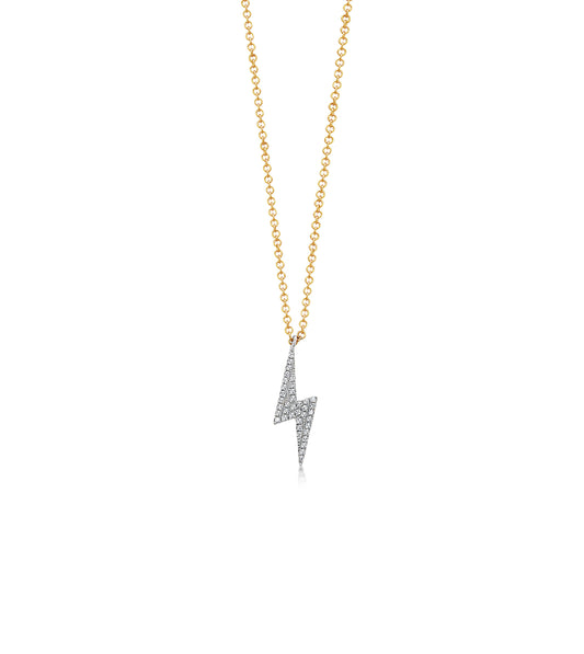 OLIVE & CHAIN Diamond Lightning Bolt Necklace - Two-Tone Gold