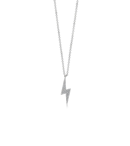 OLIVE & CHAIN Diamond Lightning Bolt Necklace - White Gold