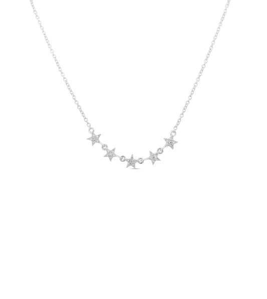 OLIVE & CHAIN Diamond 5 Star Necklace - White Gold