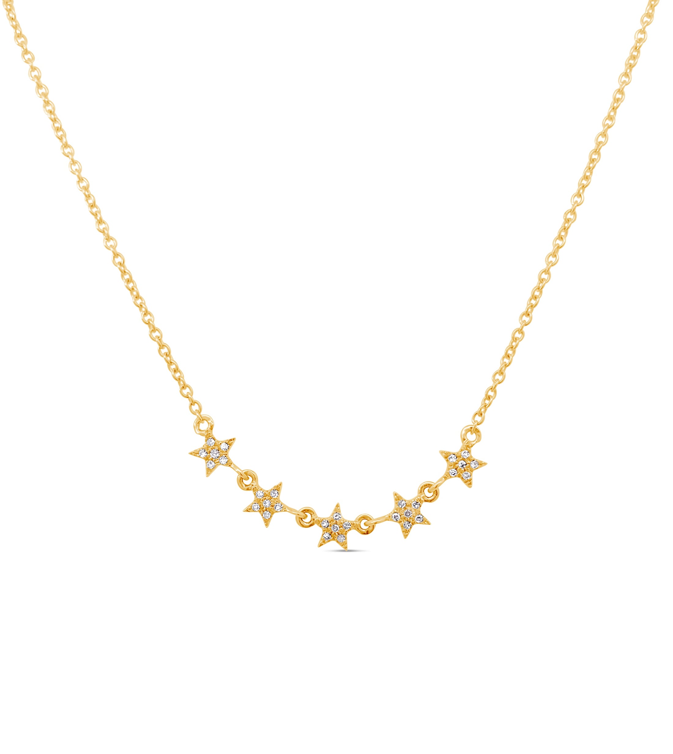 OLIVE & CHAIN Diamond 5 Star Necklace - Yellow Gold