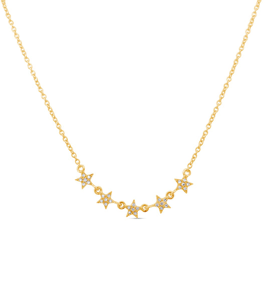 OLIVE & CHAIN Diamond 5 Star Necklace - Yellow Gold