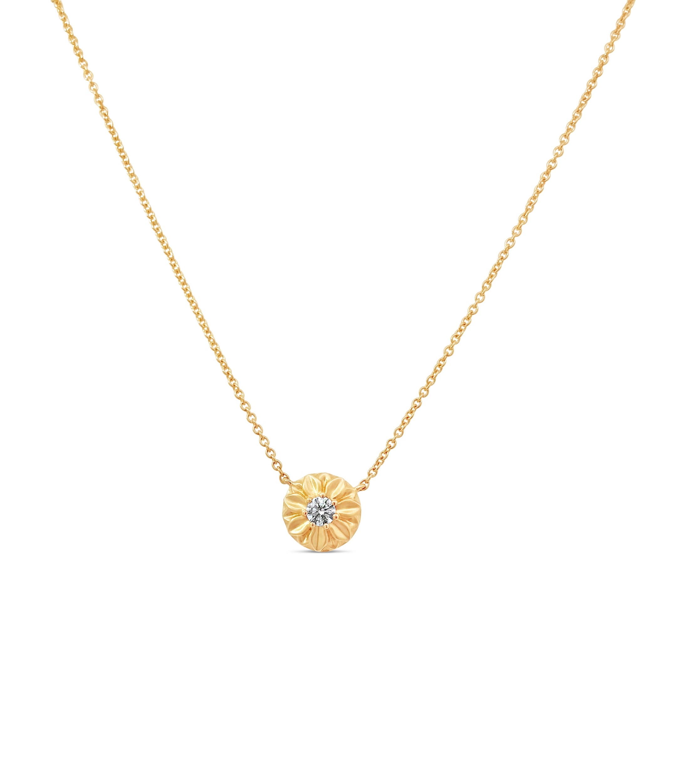 OLIVE & CHAIN Diamond Flower Necklace - Yellow Gold