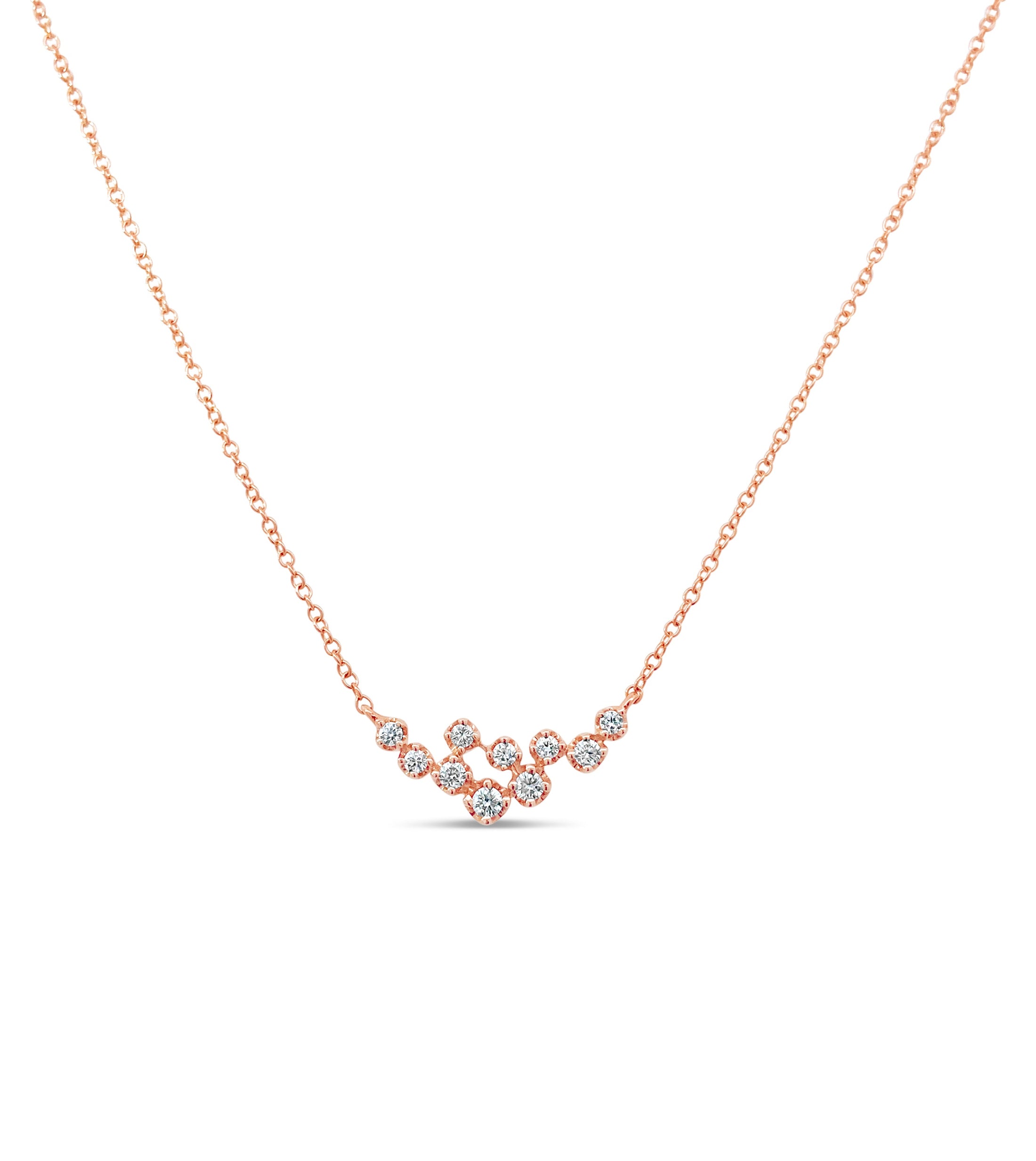 OLIVE & CHAIN Diamond Cluster Necklace - Rose Gold