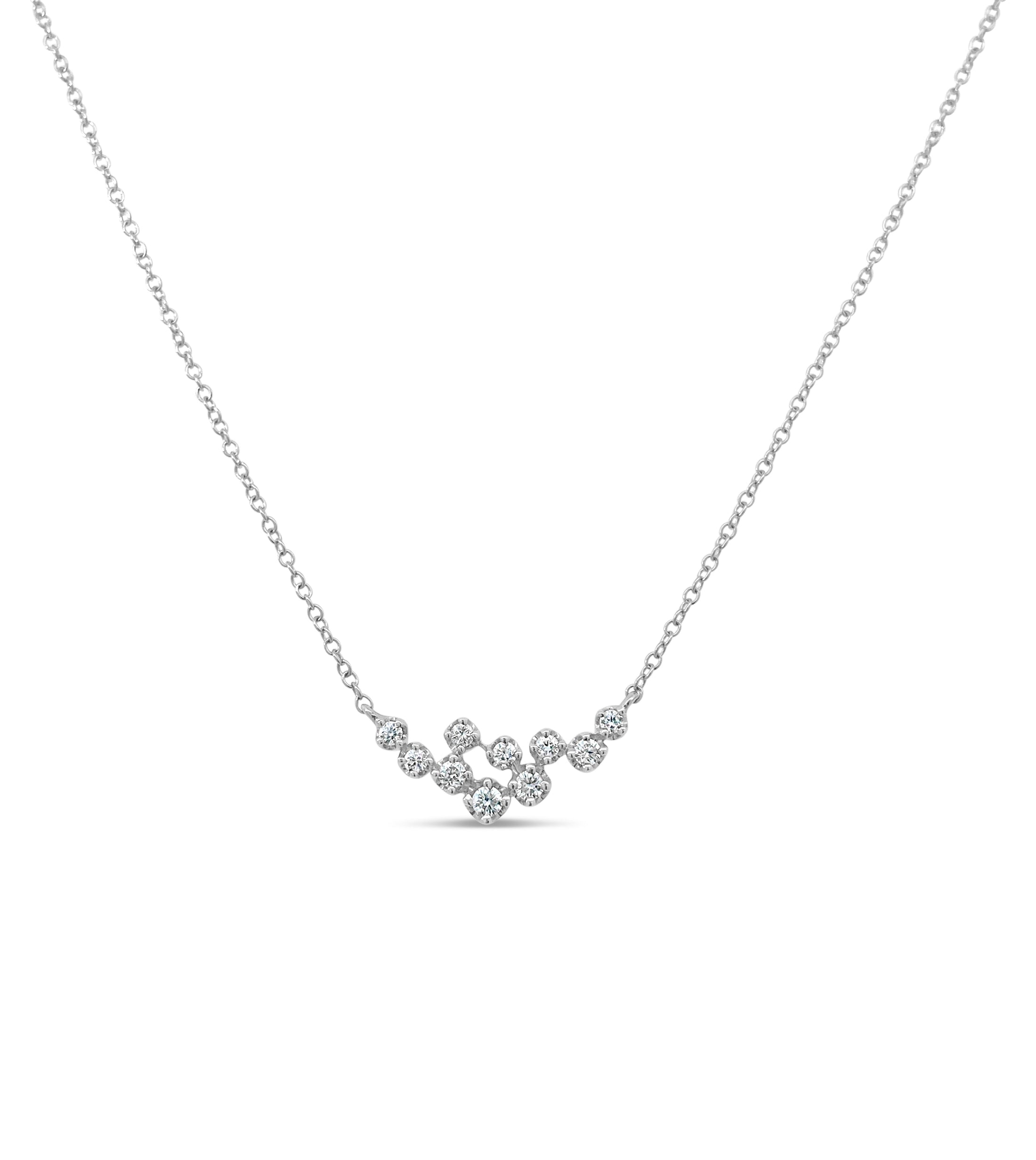 OLIVE & CHAIN Diamond Cluster Necklace - White Gold