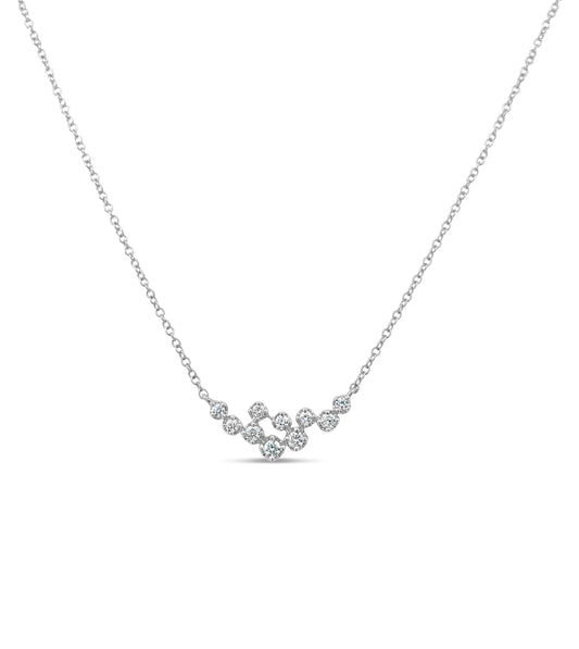 OLIVE & CHAIN Diamond Cluster Necklace - White Gold