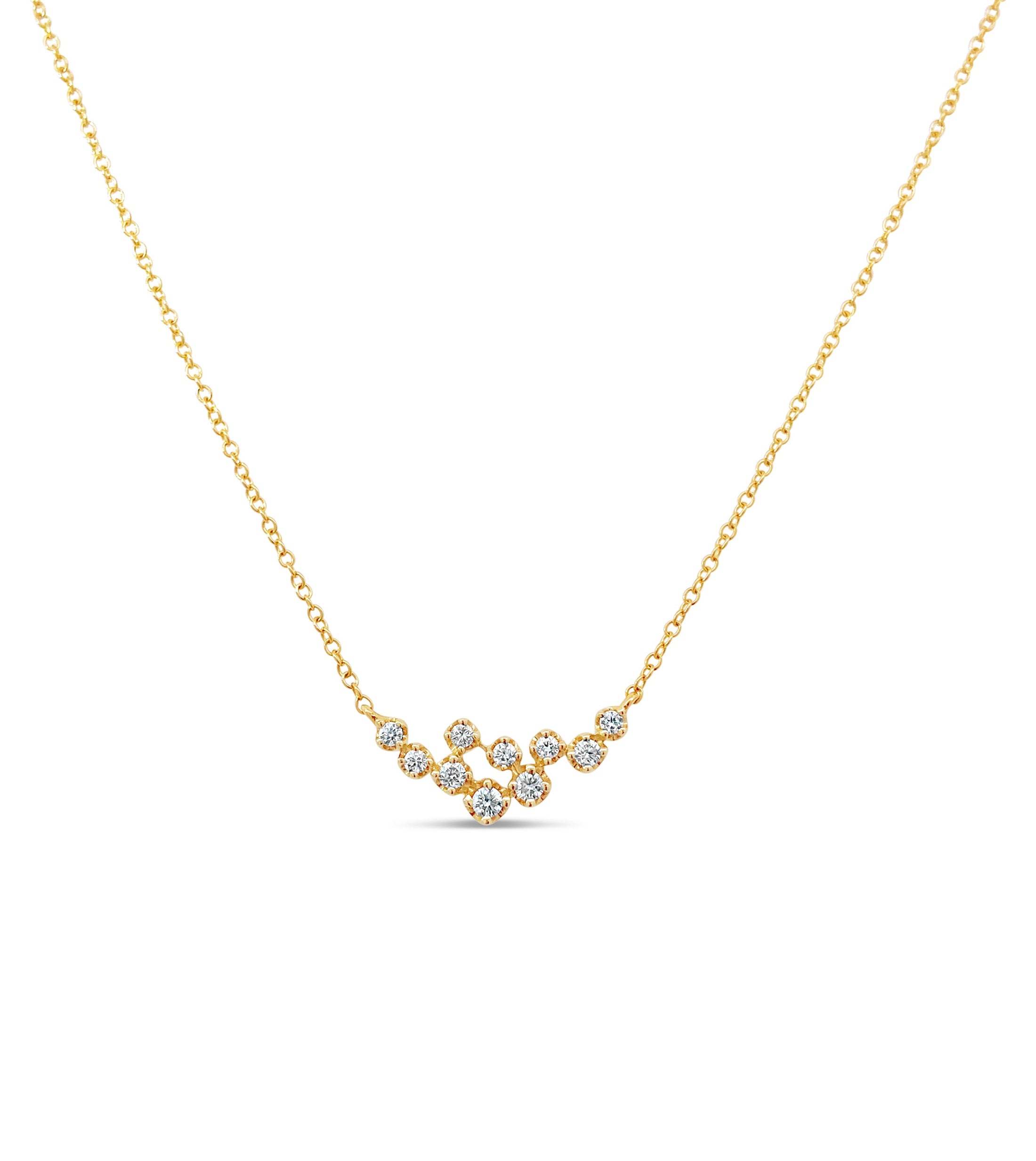 OLIVE & CHAIN Diamond Cluster Necklace - Yellow Gold