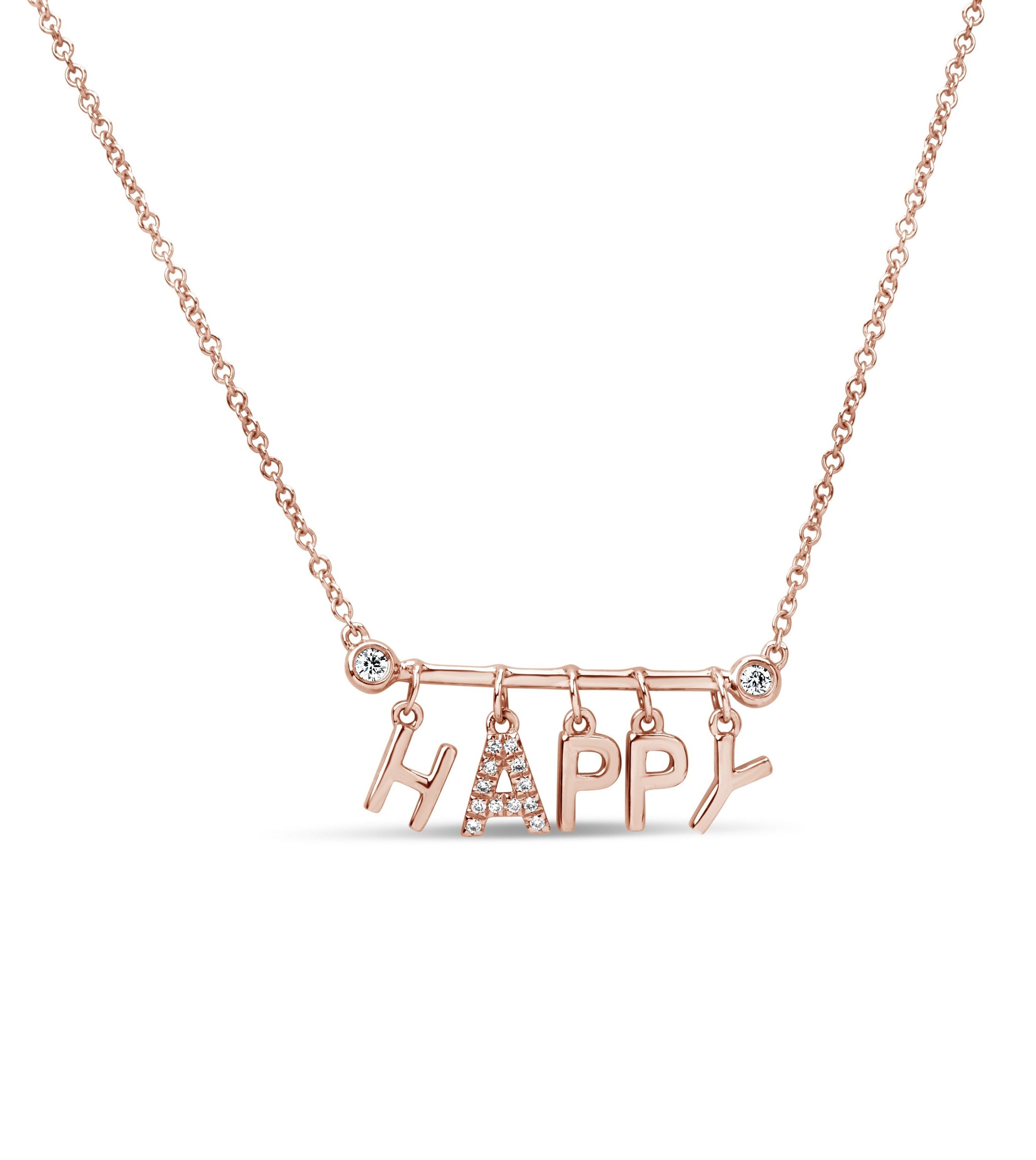 OLIVE & CHAIN Diamond Happy Necklace - Rose Gold