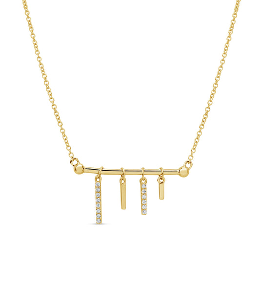 OLIVE & CHAIN Diamond Bar Charm Necklace - Yellow Gold