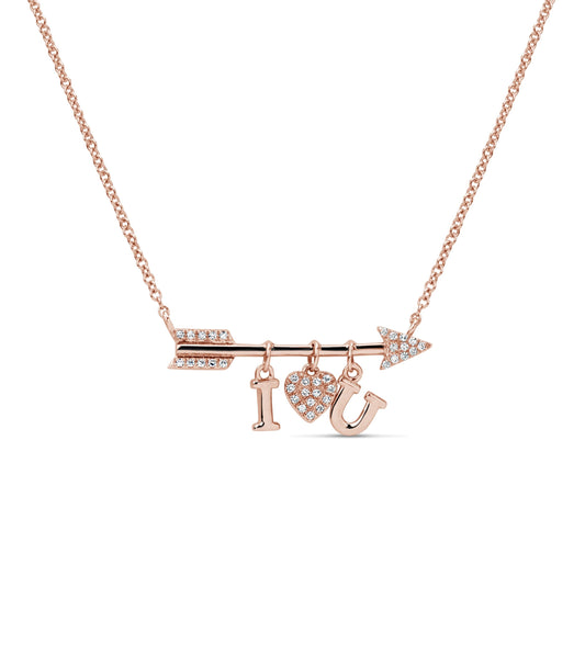 OLIVE & CHAIN Diamond I LOVE YOU Necklace - Rose Gold