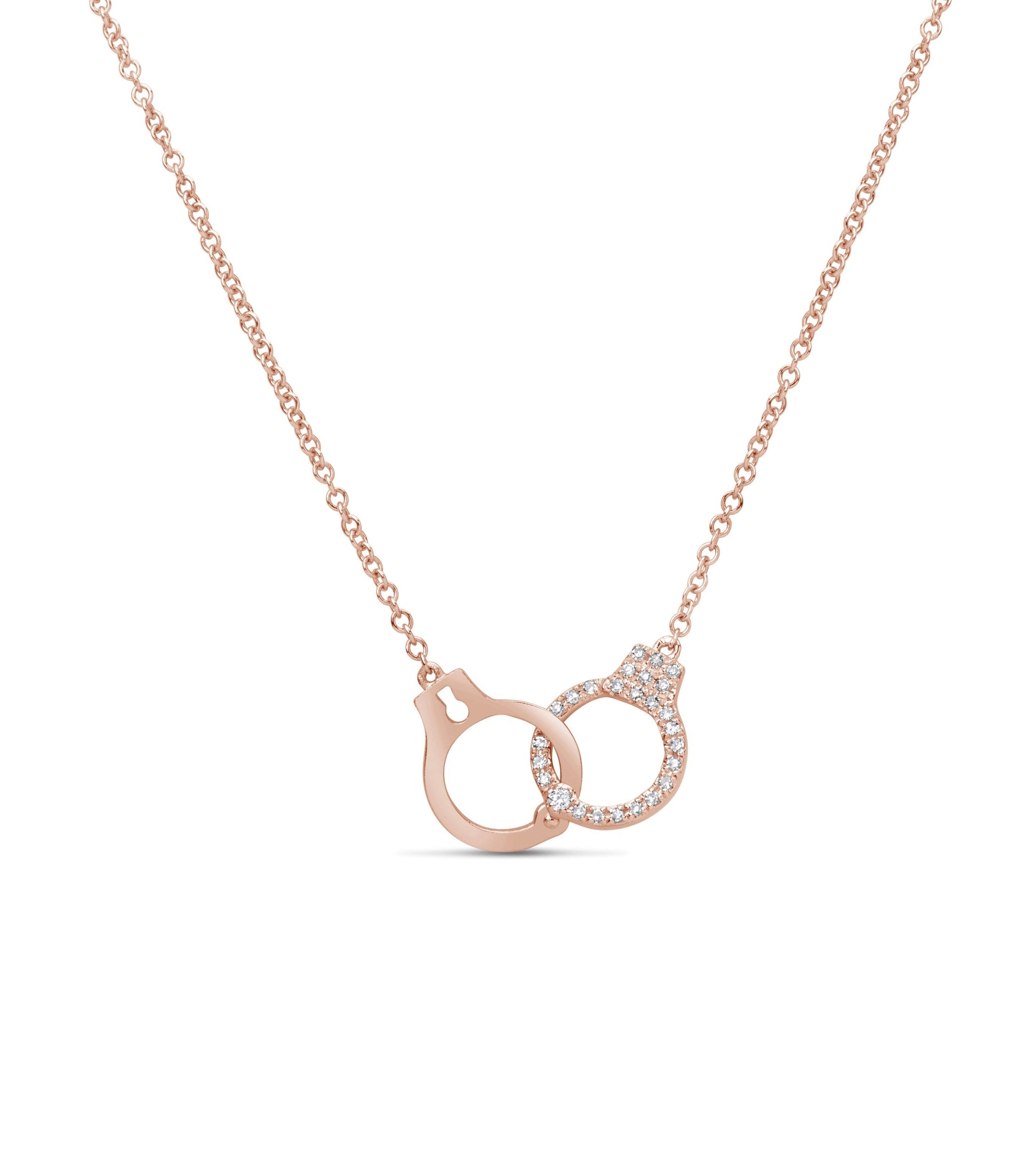 OLIVE & CHAIN Diamond Handcuff Necklace - Rose Gold