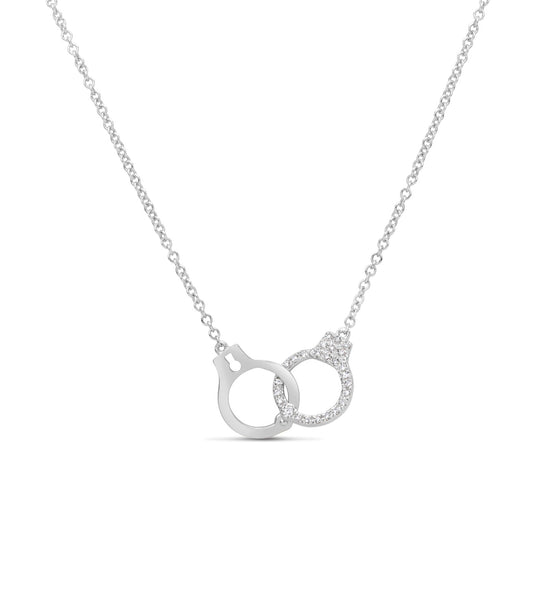 OLIVE & CHAIN Diamond Handcuff Necklace - White Gold