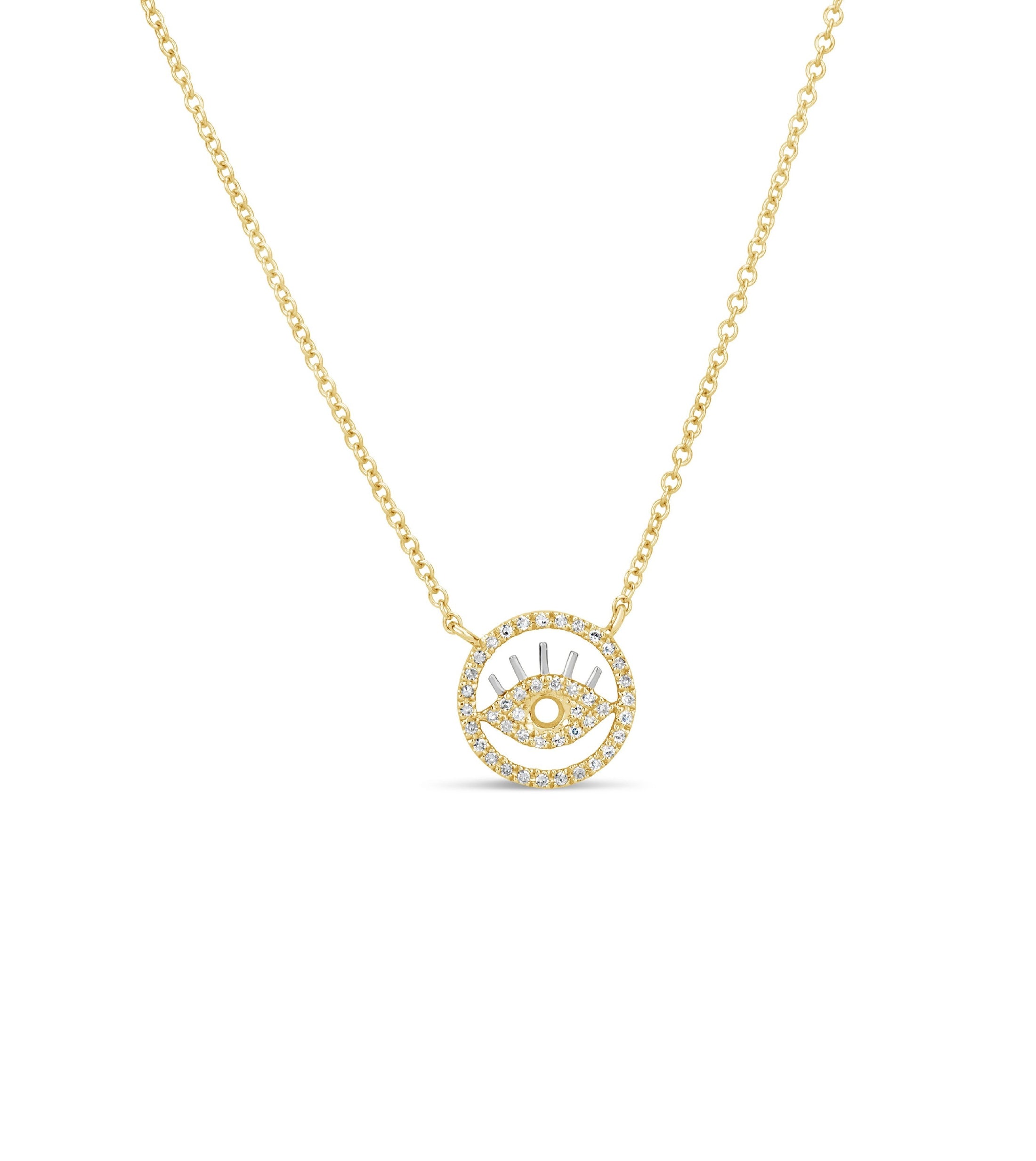 OLIVE & CHAIN Diamond Eye Necklace - Yellow Gold
