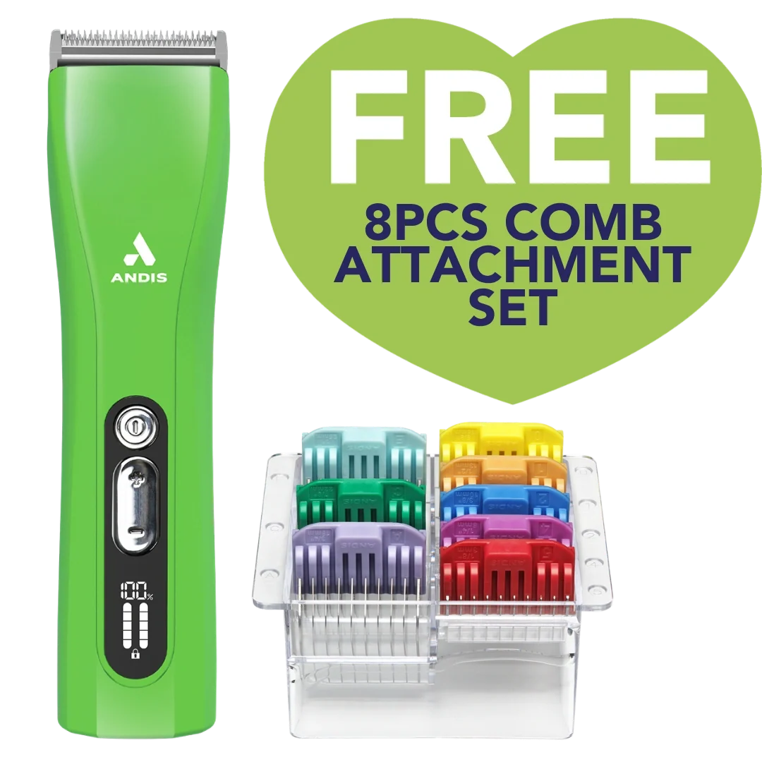 Pet ProClip 5-in-1 Green Clipper with Free 8Pc Comb Attachment Set by Andis