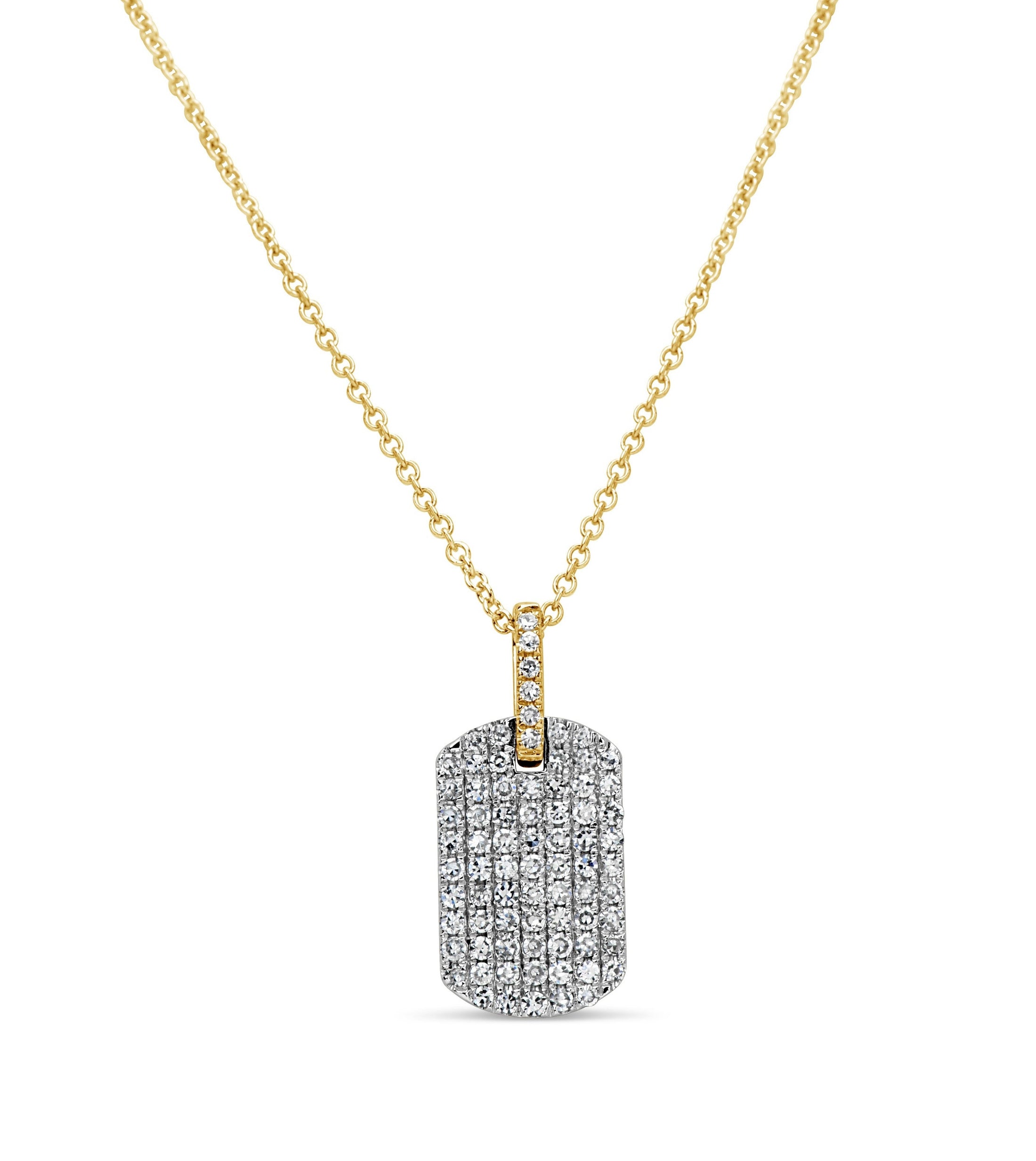 OLIVE & CHAIN Diamond Dog Tag Necklace - Two-Tone Gold