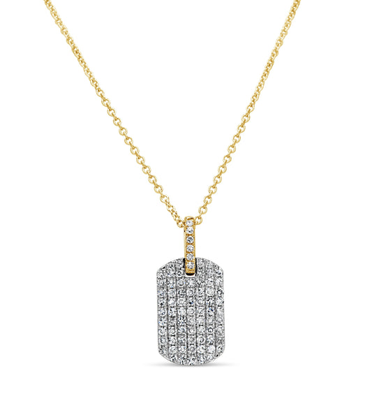 OLIVE & CHAIN Diamond Dog Tag Necklace - Two-Tone Gold
