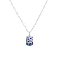 Load image into Gallery viewer, OLIVE & CHAIN Sapphire Celestial Signature Dog Tag Necklace - White Gold
