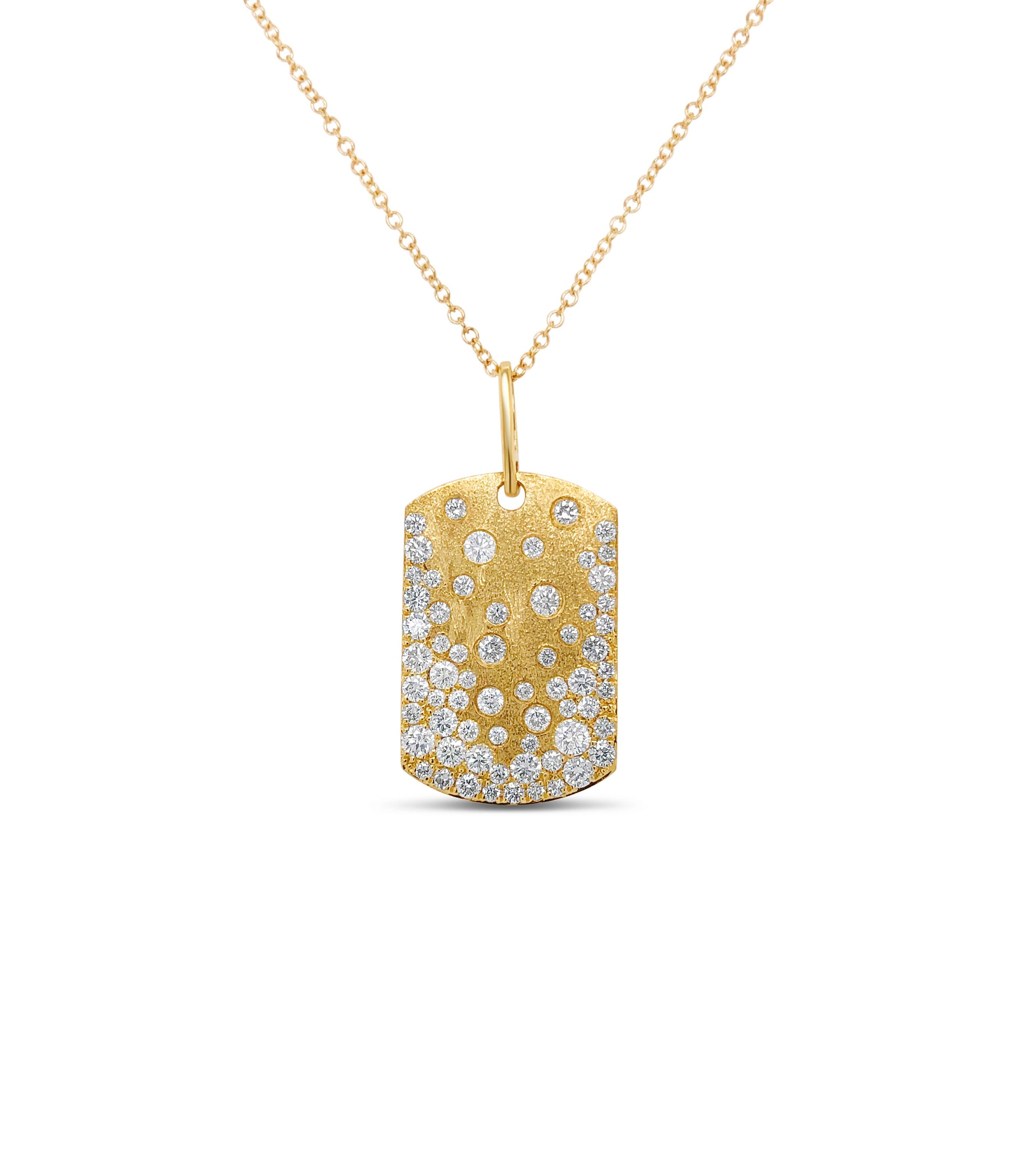 OLIVE & CHAIN Diamond Celestial Dog Tag Bold Necklace - Yellow Gold
