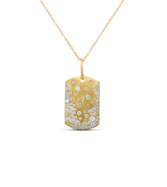 OLIVE & CHAIN Diamond Celestial Dog Tag Bold Necklace - Yellow Gold