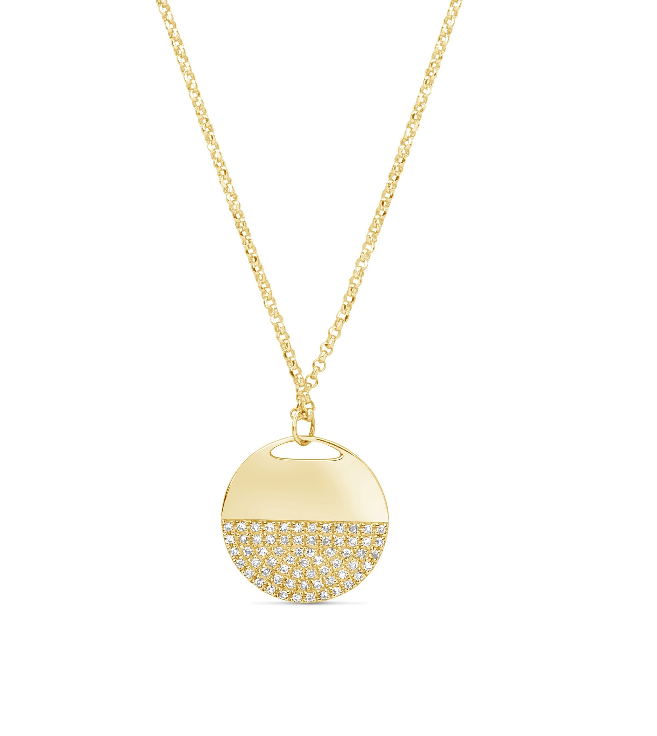 OLIVE & CHAIN Diamond Half Disc Necklace - Yellow Gold