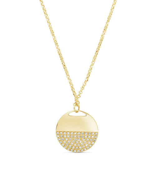 OLIVE & CHAIN Diamond Half Disc Necklace - Yellow Gold