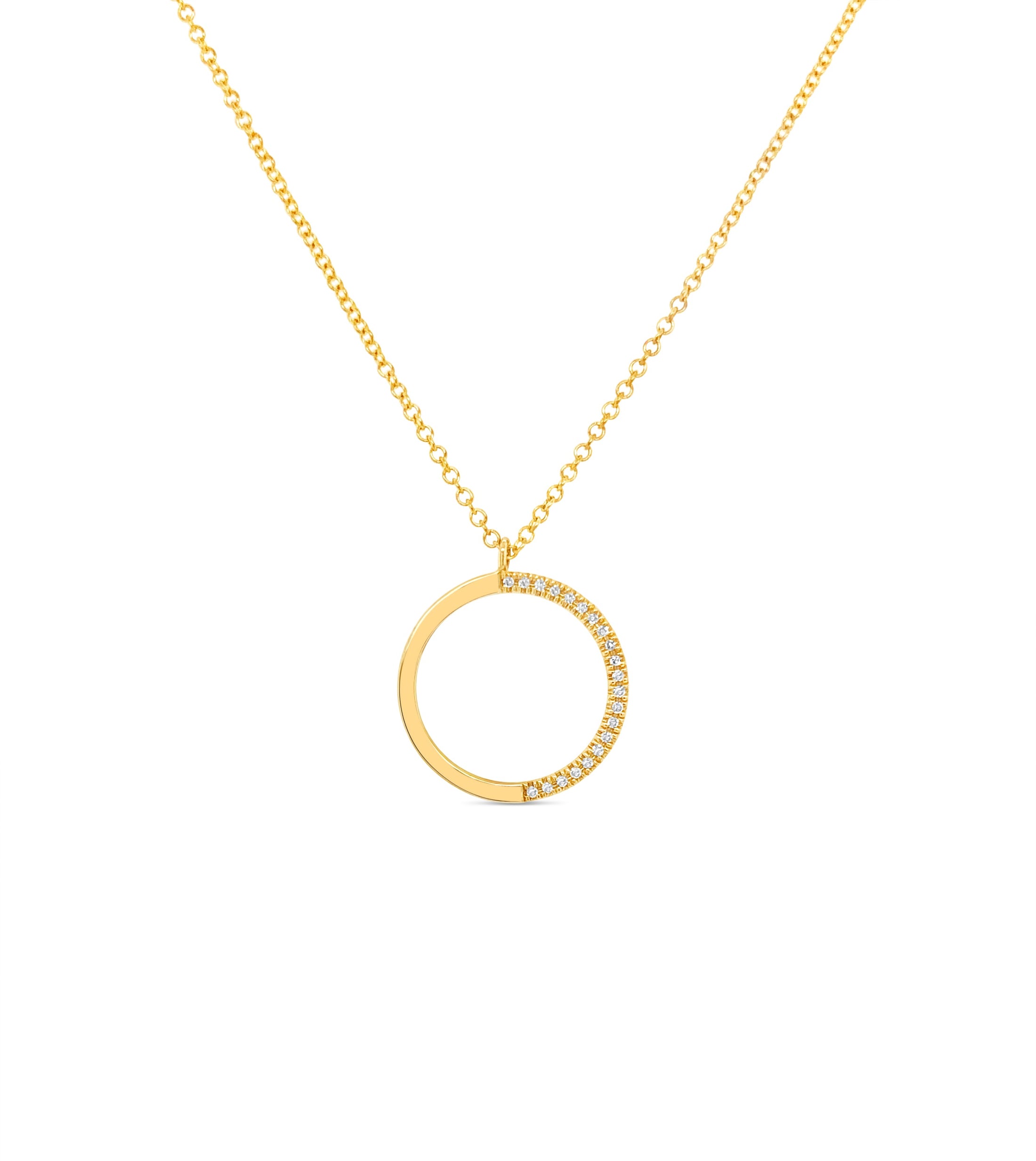OLIVE & CHAIN Diamond Half Circle Necklace - Yellow Gold