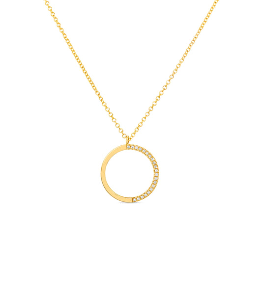 OLIVE & CHAIN Diamond Half Circle Necklace - Yellow Gold