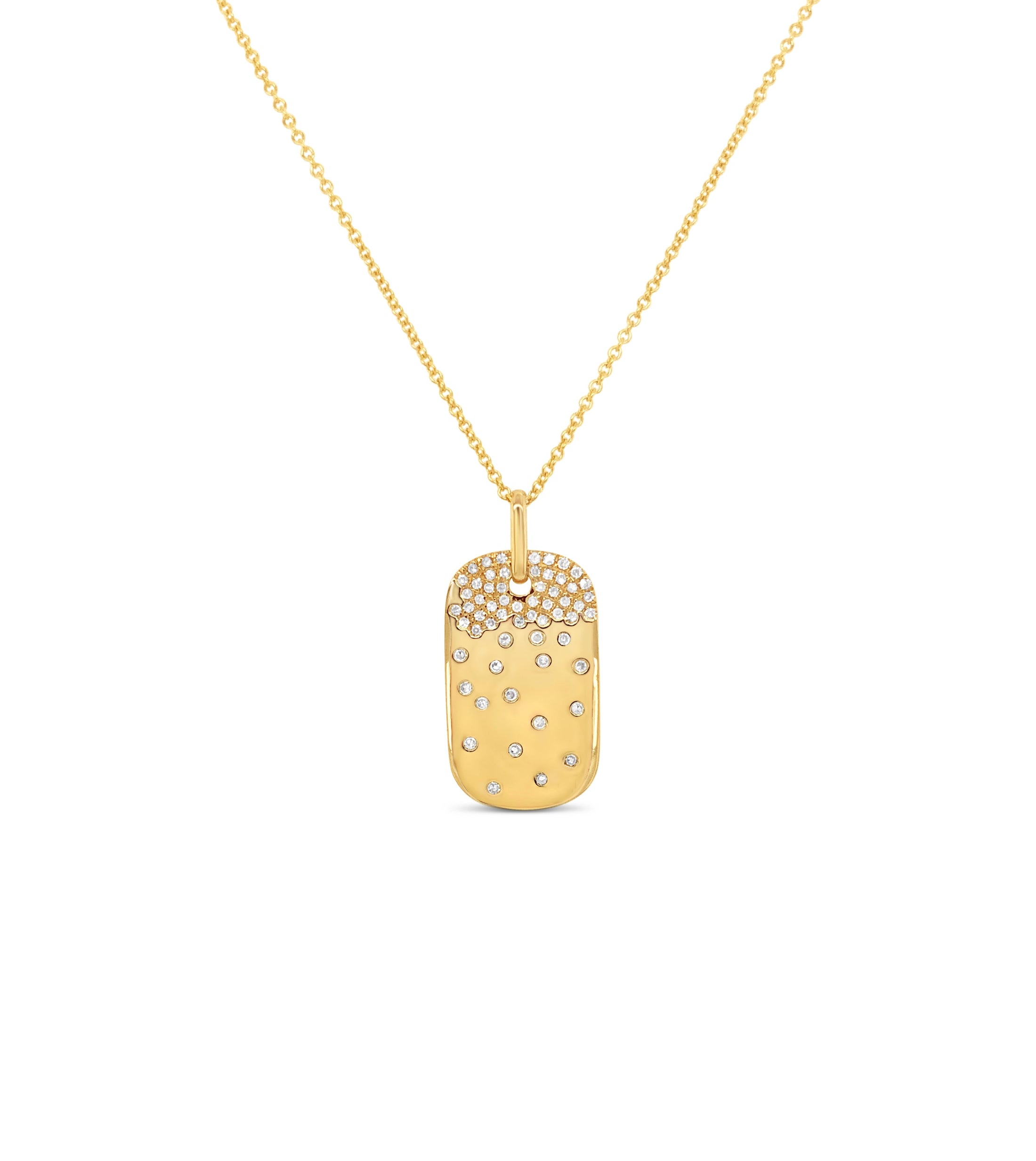 OLIVE & CHAIN Diamond Celestial Dog Tag Necklace - Yellow Gold