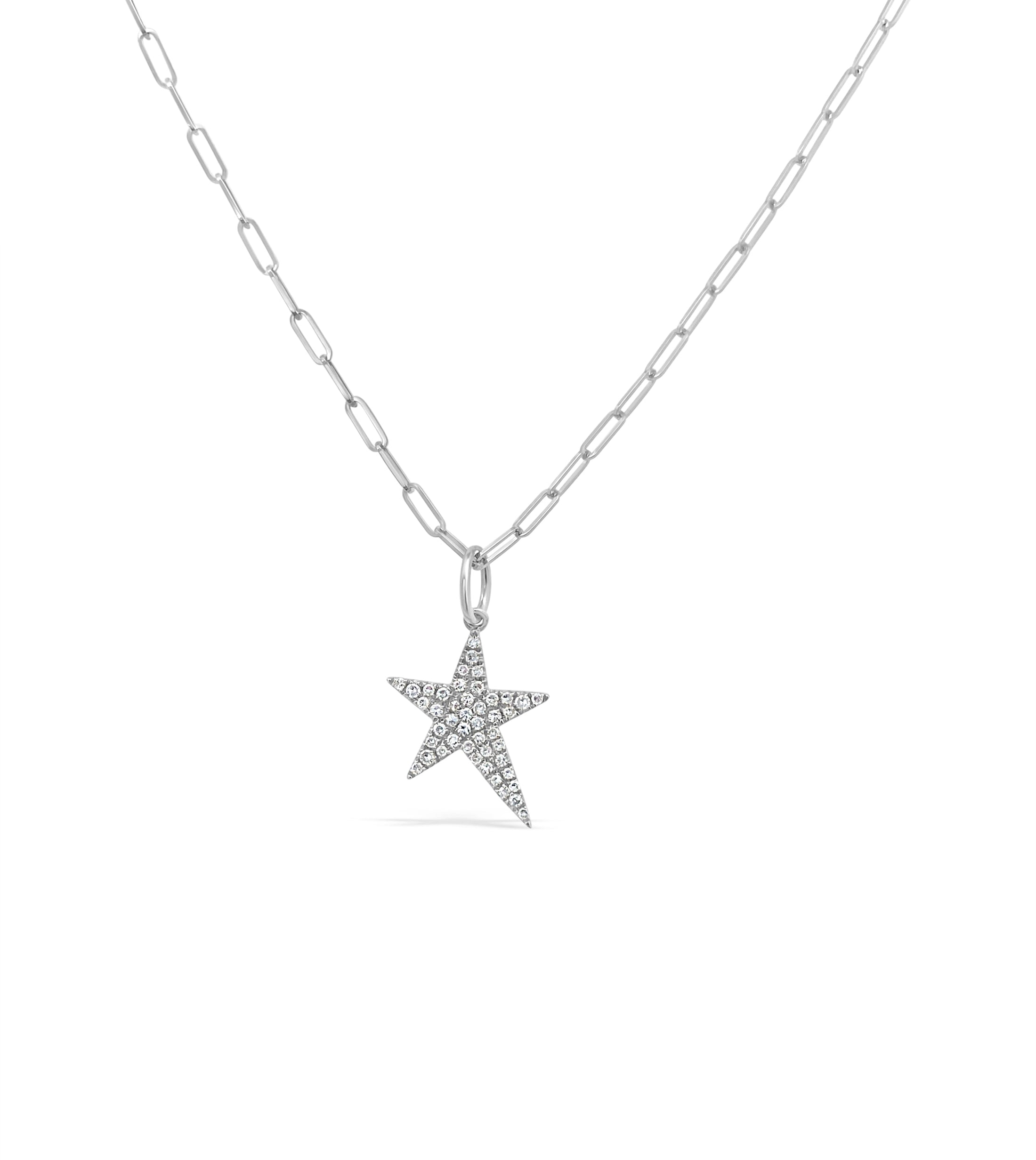 OLIVE & CHAIN Diamond Rockstar Pendant - White Gold