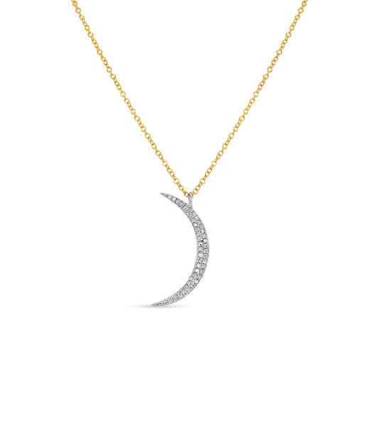 OLIVE & CHAIN Diamond Crescent Moon Necklace - Two-Tone Gold