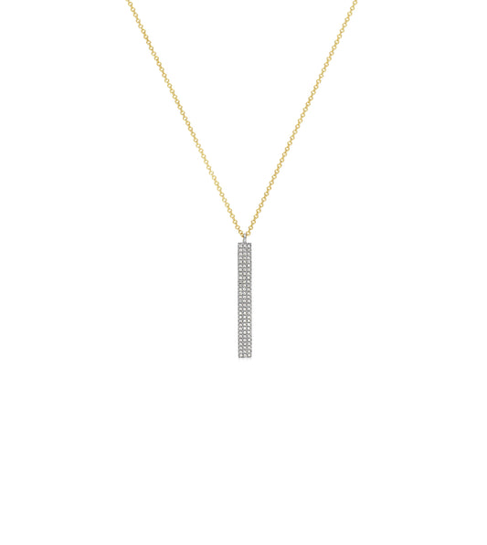 OLIVE & CHAIN Diamond Vertical Bar Necklace - Two-tone Gold