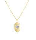 Load image into Gallery viewer, OLIVE & CHAIN Diamond Heart Dog Tag Necklace - Yellow Gold
