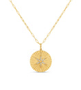 Load image into Gallery viewer, OLIVE & CHAIN Diamond North Star Medallion Disc Necklace - Yellow Gold
