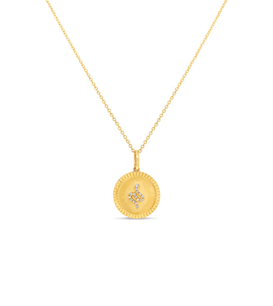 OLIVE & CHAIN Diamond Snake Medallion Disc Necklace - Yellow Gold