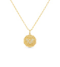 Load image into Gallery viewer, OLIVE & CHAIN Diamond Bumble Bee Medallion Disc Necklace - Yellow Gold
