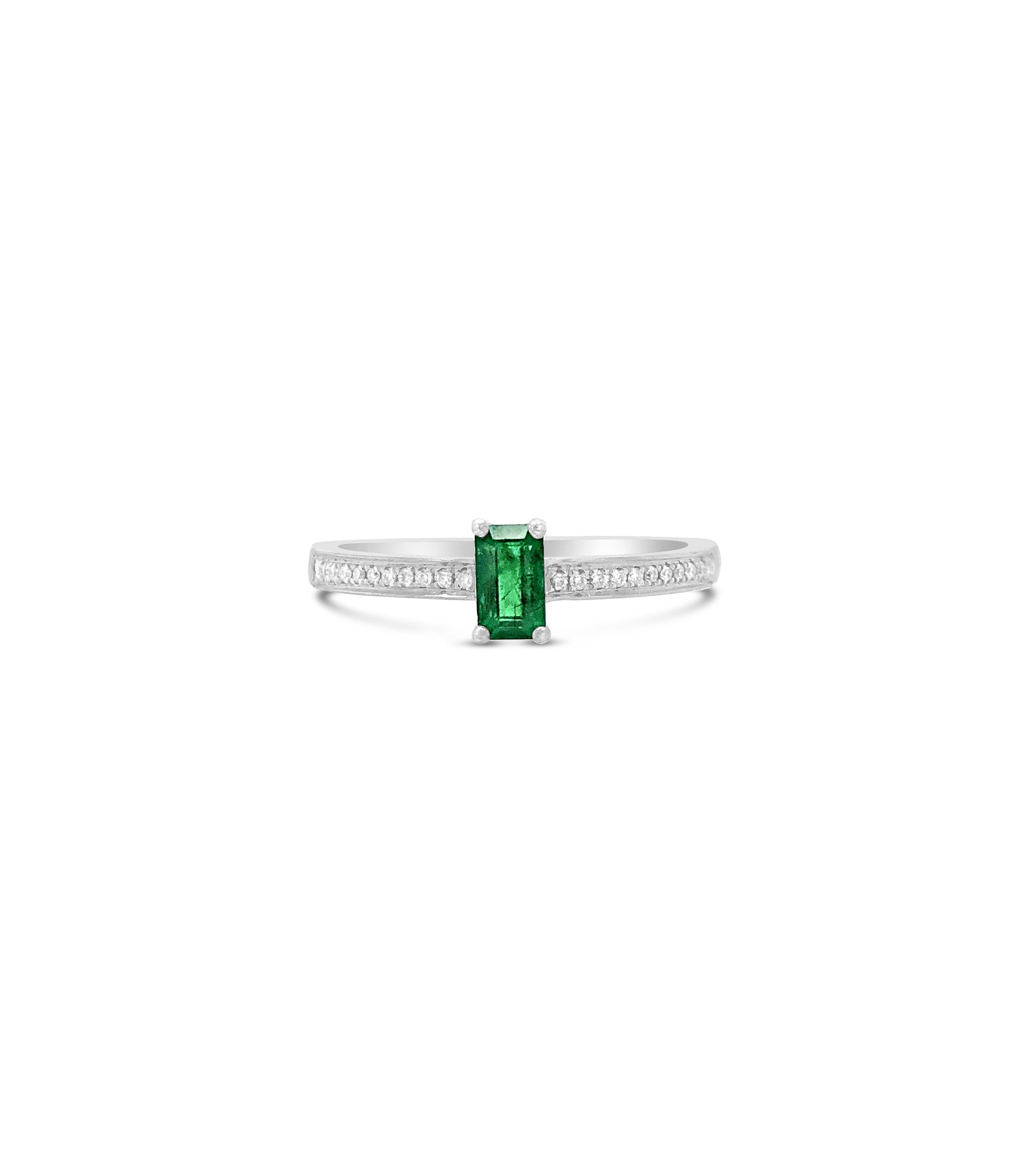 OLIVE & CHAIN Emerald & Diamond Ring - Yellow Gold, 5.5