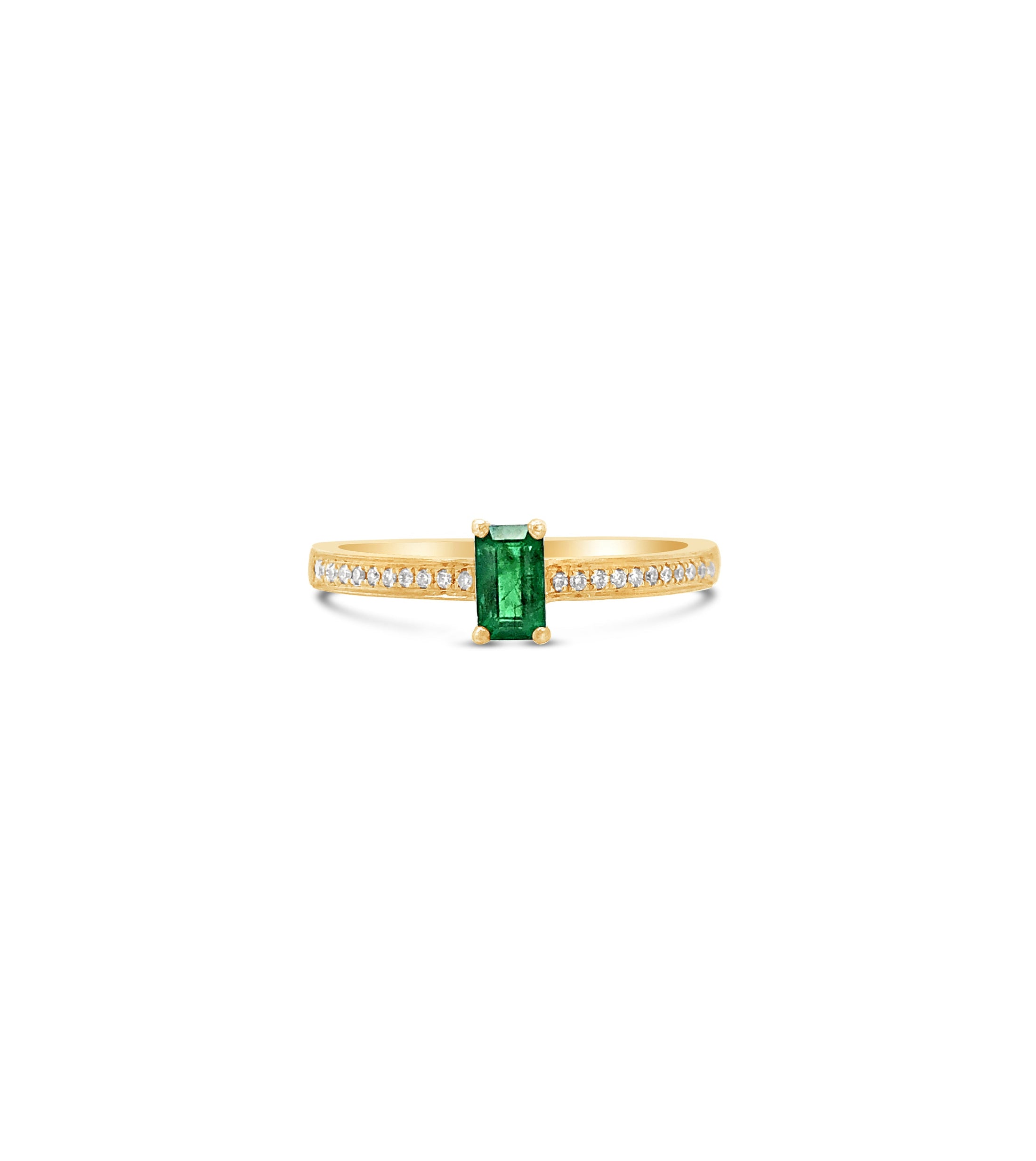 OLIVE & CHAIN Emerald & Diamond Ring - Yellow Gold, 5.0