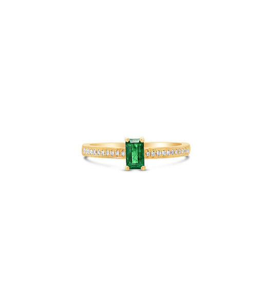 OLIVE & CHAIN Emerald & Diamond Ring - Yellow Gold, 5.0