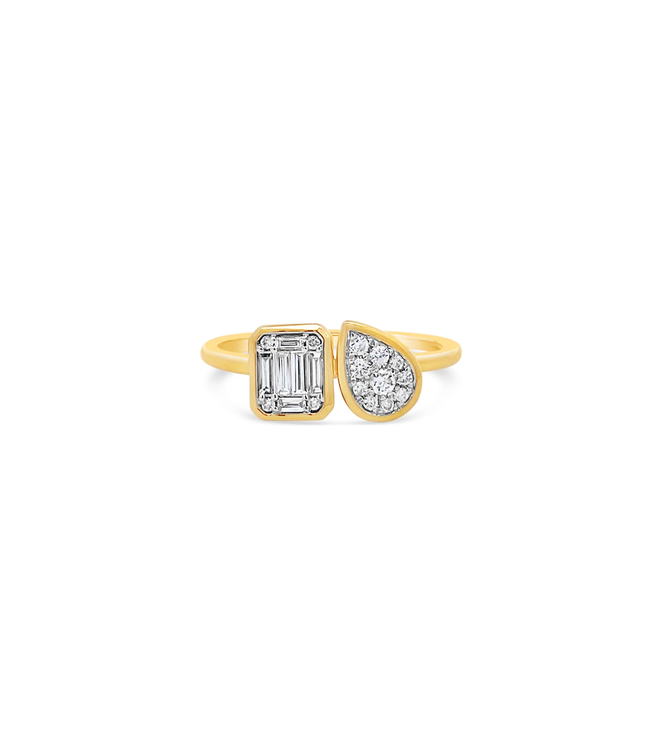OLIVE & CHAIN Diamond Cluster Toi et Moi Ring - Yellow Gold, 5.5
