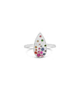 Load image into Gallery viewer, OLIVE & CHAIN Rainbow Sapphire Celestial Pear Ring - Yellow Gold, 5.5
