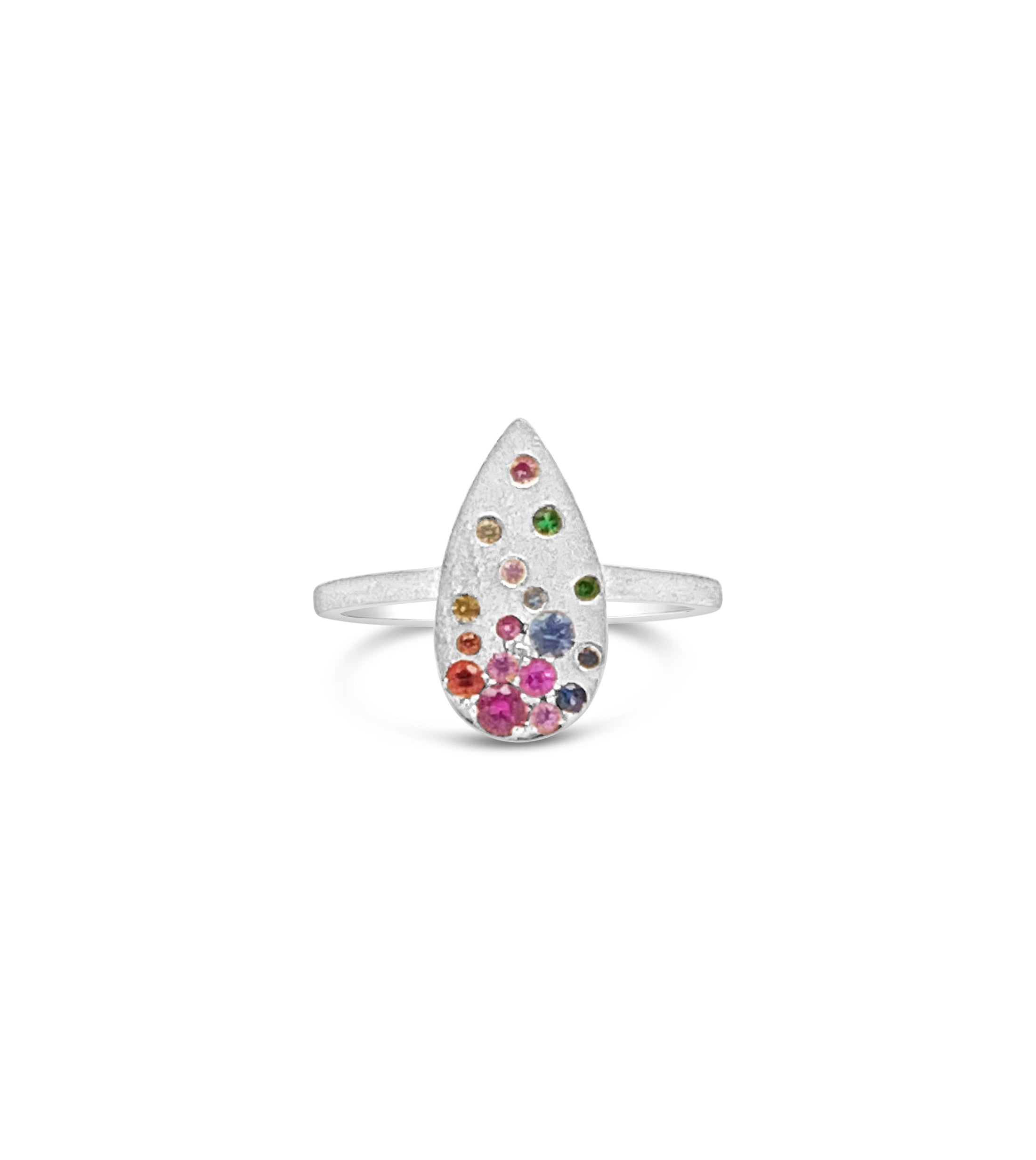 OLIVE & CHAIN Rainbow Sapphire Celestial Pear Ring - Yellow Gold, 5.5
