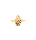 Load image into Gallery viewer, OLIVE & CHAIN Rainbow Sapphire Celestial Pear Ring - Yellow Gold, 5.0

