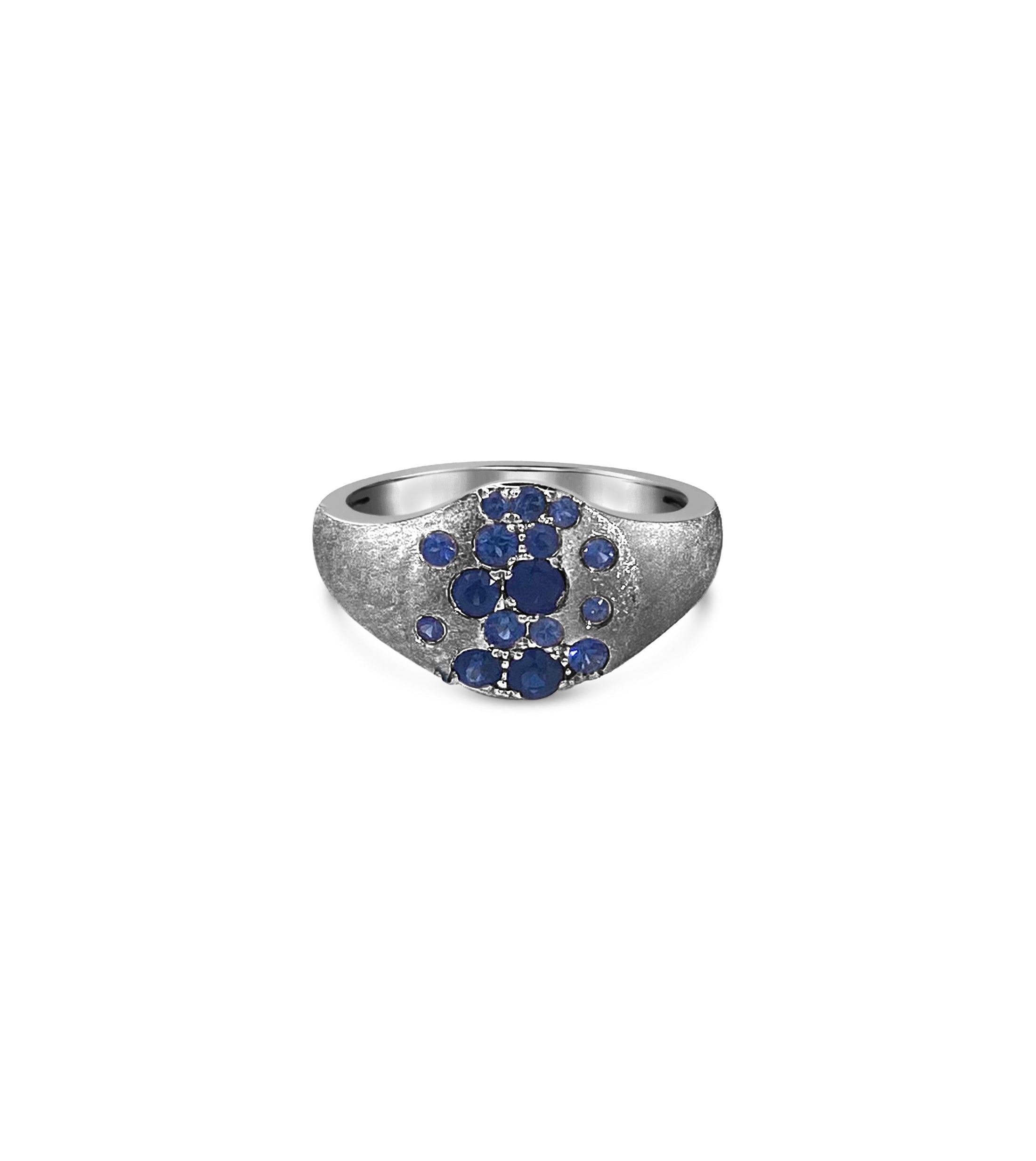 OLIVE & CHAIN Sapphire Celestial Pinky Ring - White Gold, 3.5