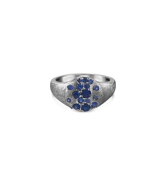 OLIVE & CHAIN Sapphire Celestial Pinky Ring - White Gold, 3.5