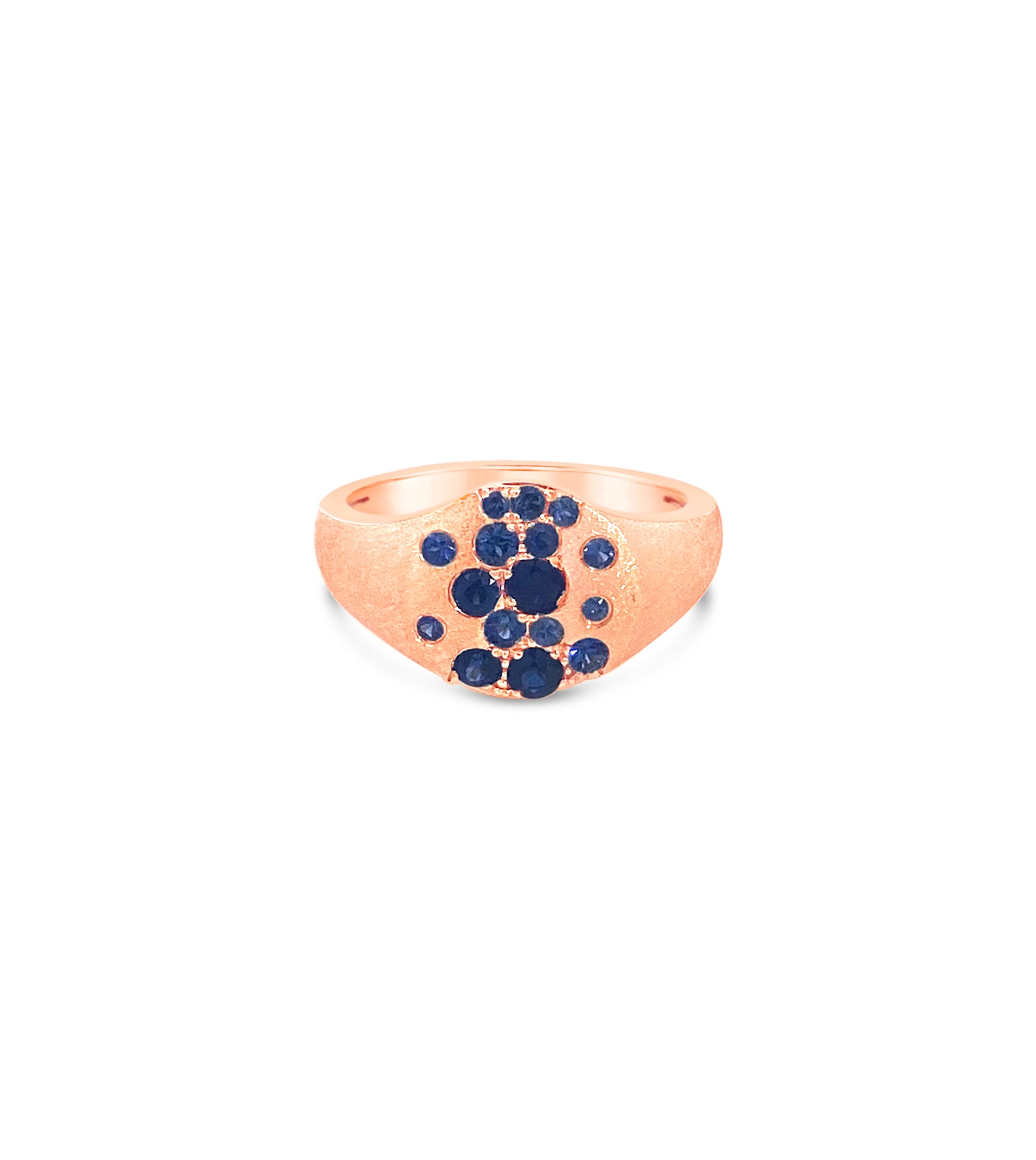 OLIVE & CHAIN Sapphire Celestial Pinky Ring - Yellow Gold, 4.5