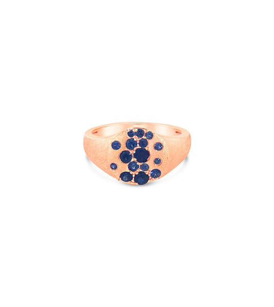 OLIVE & CHAIN Sapphire Celestial Pinky Ring - Yellow Gold, 4.5